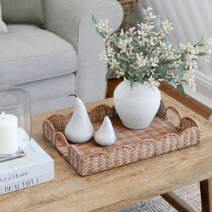 Small Swanley Scalloped Rattan Tray - Rectangle