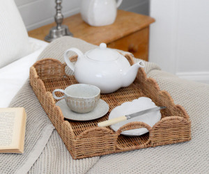 Swanley Scalloped Rattan Tray - Rectangle