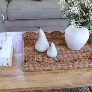 Large Swanley Scalloped Rattan Tray - Rectangle