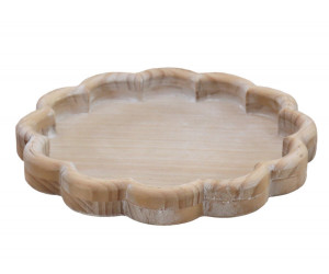 Florence Whitewash Wood Tray - Round
