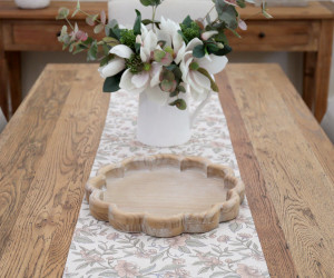 Florence Whitewash Wood Tray - Round