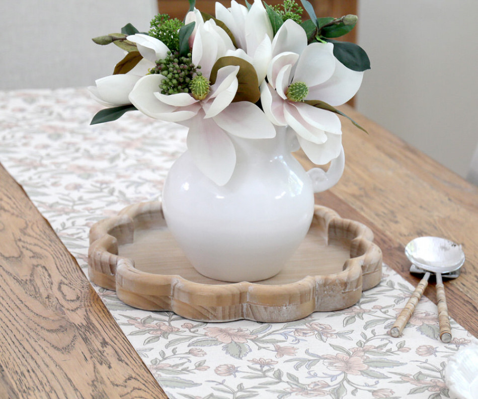 Florence Whitewash Wood Tray - Round