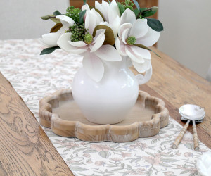 Florence Whitewash Wood Tray - Round