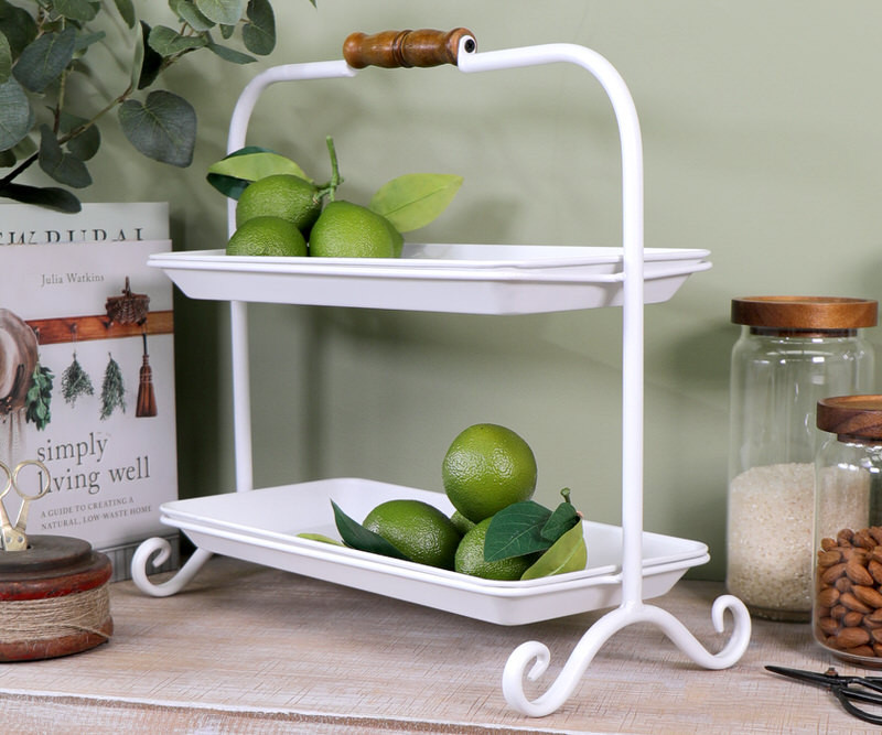 Croft White 2-Tier Tray Stand