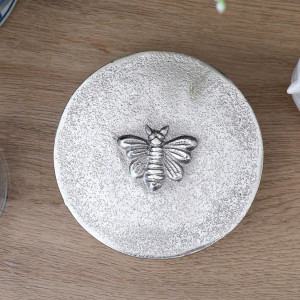 Silver Bee Round Trinket Box, decorative home accessory
