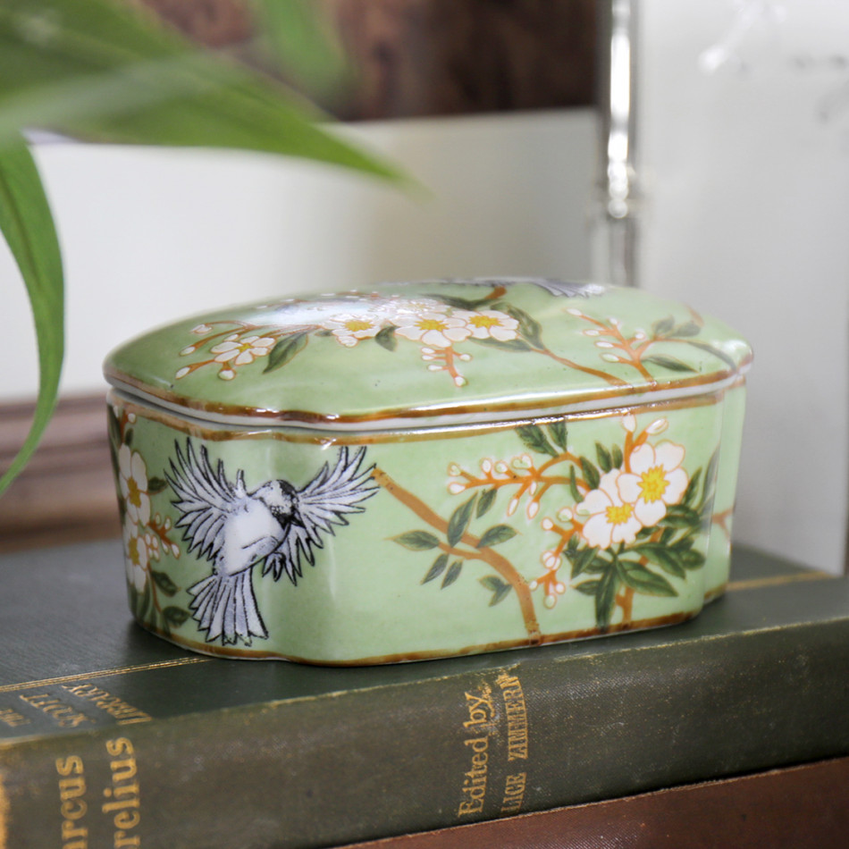Morningside Green Blossom Trinket Box, shown as a standalone product for clear identification
