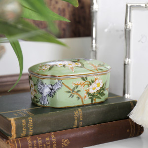 Morningside Green Blossom Trinket Box, presented as a standalone item for straightforward product identification