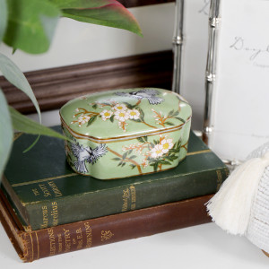 Morningside Green Blossom Trinket Box, highlighting the product's distinctive form and defining design