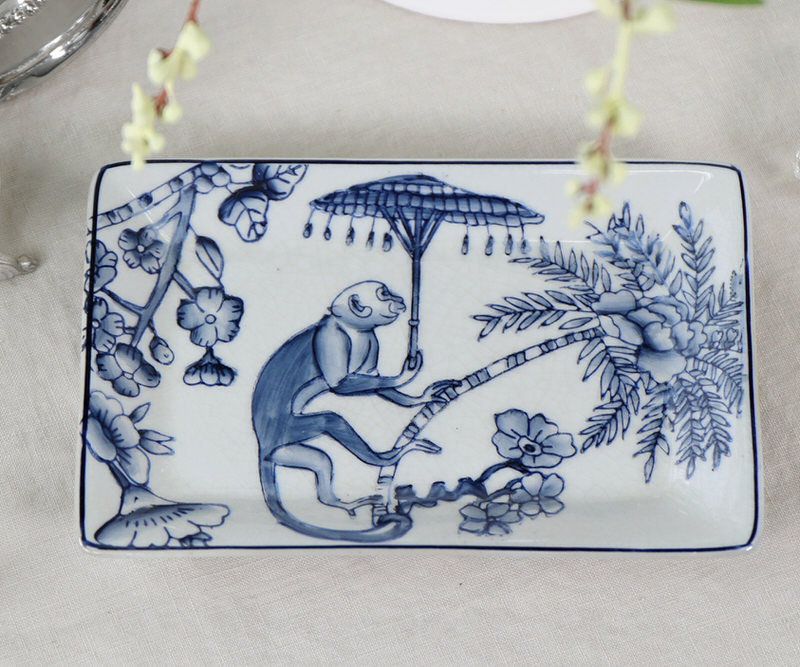 Kipling Blue Monkeys Soap or Trinket Dish