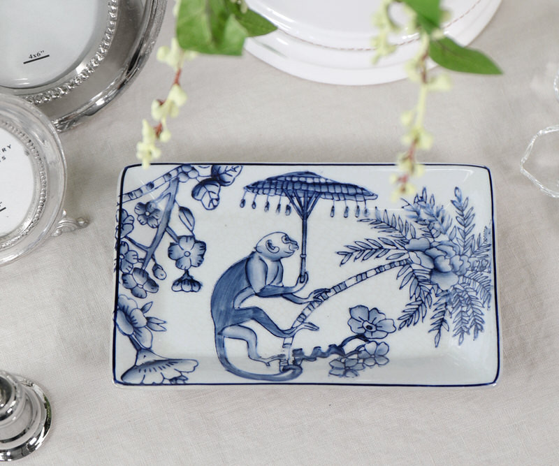 Kipling Blue Monkeys Soap or Trinket Dish