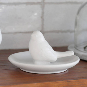 Serenity White Bird Trinket Dish, a tabletop piece for serving or decorative display