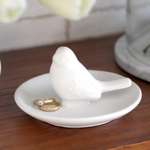 Serenity White Bird Trinket Dish, decorative tableware