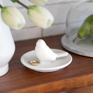 Serenity White Bird Trinket Dish, a tabletop piece suited to serving food or creating a decorative display