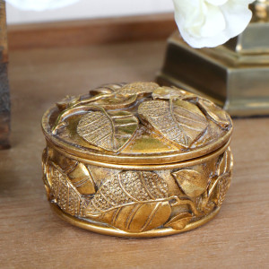 Folia Gold Trinket Box Leaf, decorative home accessory