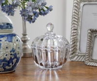 Evie Ribbed Glass Trinket Jar With Lid - Large