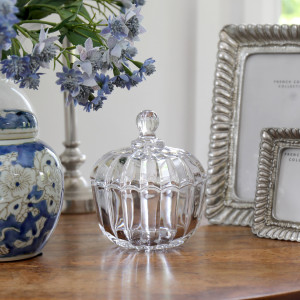 Evie Ribbed Glass Trinket Jar With Lid - Large, a drinkware piece designed for serving beverages at the table