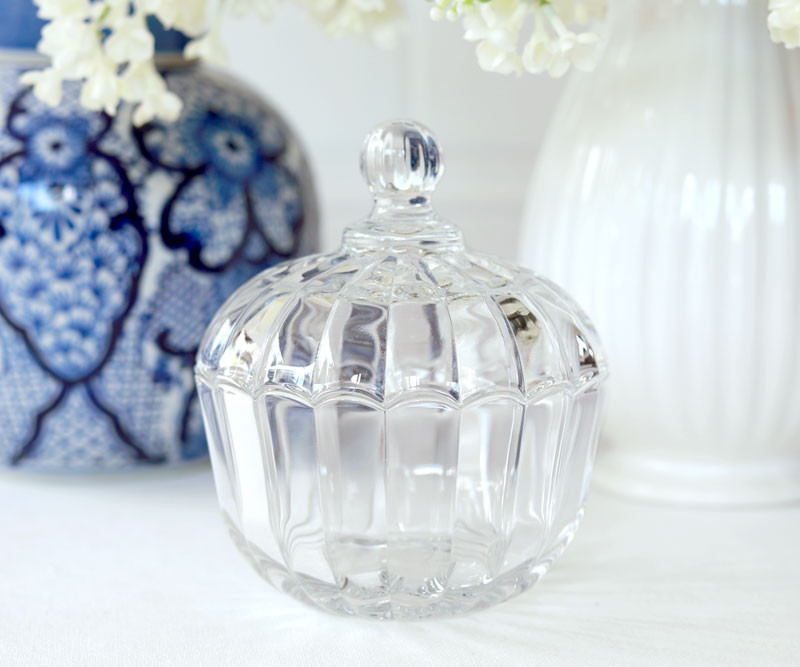 Evie Ribbed Glass Trinket Jar With Lid - Large