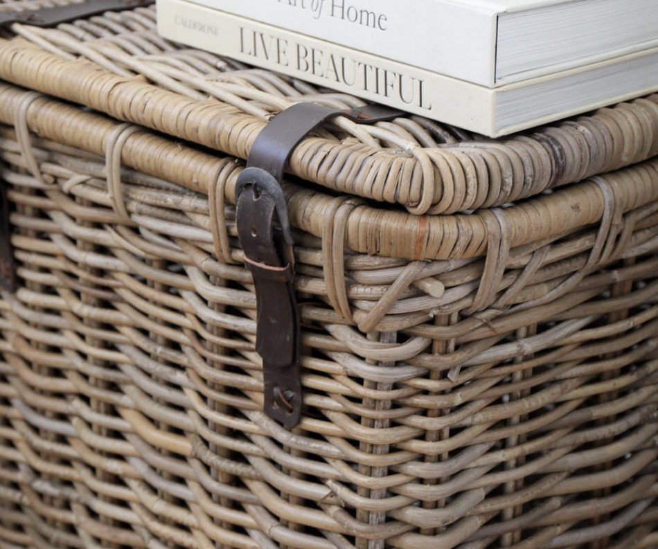 Henri Rattan Strap Side Table Trunk / Laundry Basket - Large