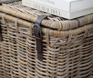 Henri Rattan Strap Side Table Trunk / Laundry Basket - Large
