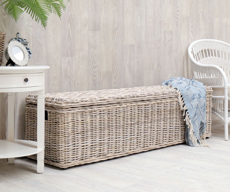 St Alban Long Rattan Trunk Greywash