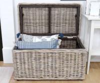 Oliver Rattan Storage Trunk - Blanket Box Greywash