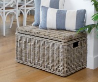 Oliver Rattan Storage Trunk - Blanket Box Antique Grey