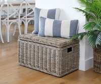 Oliver Rattan Storage Trunk - Blanket Box Antique Grey