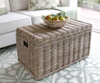 Oliver Rattan Storage Trunk - Blanket Box Antique Grey