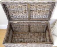Oliver Rattan Storage Trunk - Blanket Box Antique Grey