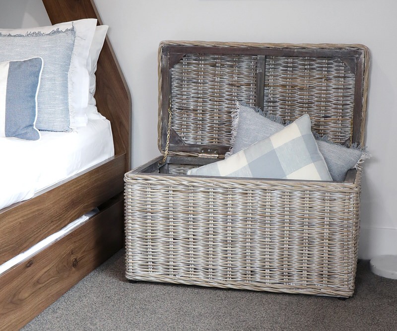 Greywash Oliver Rattan Storage Trunk - Blanket Box