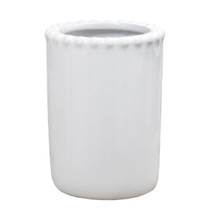 Louisa Beaded White Bathroom Cup, a drinkware piece designed for serving beverages at the table