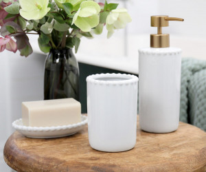 Louisa Beaded White Bathroom Cup