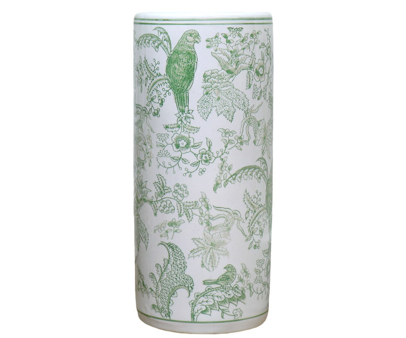 Montclair Green & White Ceramic Umbrella Holder