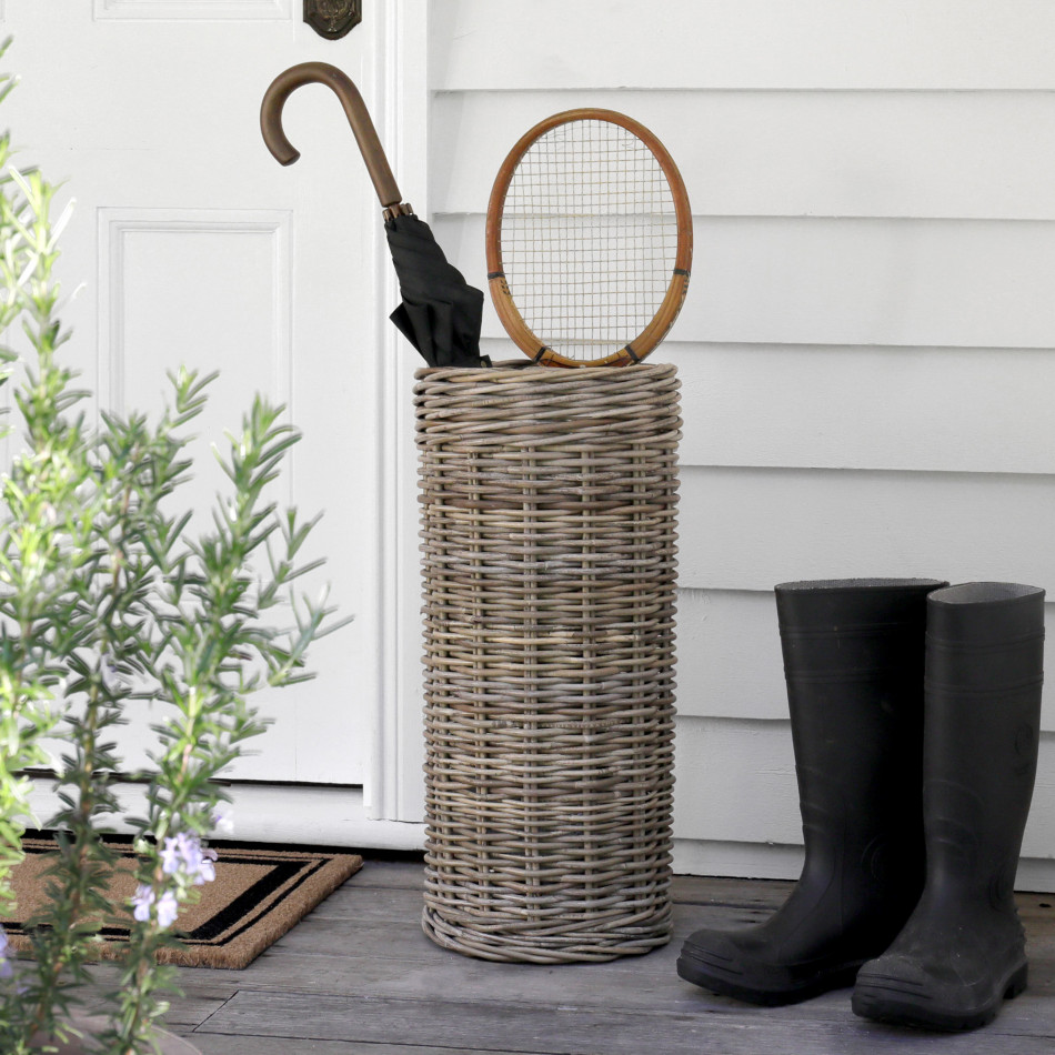 Wimbledon Rattan Umbrella Holder, woven storage basket