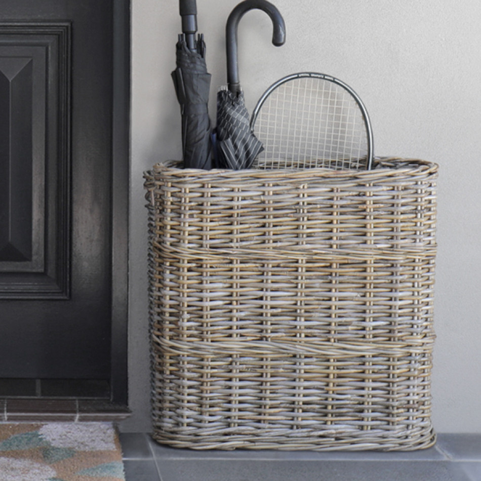 Holland Park Rattan Umbrella Holder, woven storage basket
