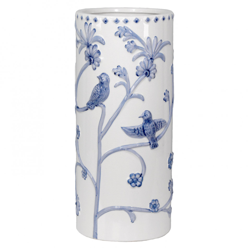 Blue Rosemont Embossed Ceramic Umbrella Holder, a functional household accessory for display or organisation
