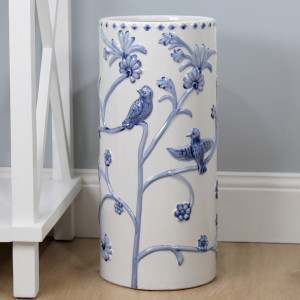Blue Rosemont Embossed Ceramic Umbrella Holder, wall-mounted storage and organisation piece