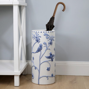 Blue Rosemont Embossed Ceramic Umbrella Holder, a functional fitting for displaying, holding or organising household items