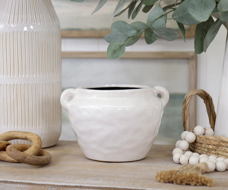 Small San Antonio White Urn Planter