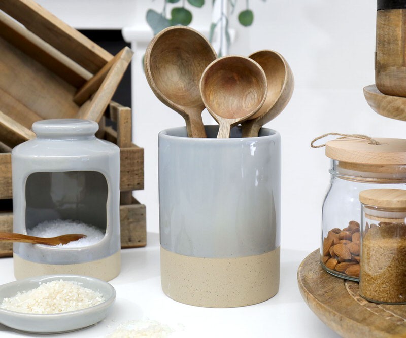 Kirby Grey Stoneware Utensil Holder Home Decor Online New Arrivals