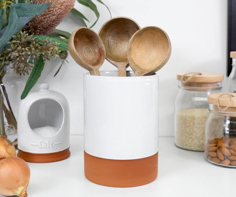 Sandhall White Terracotta Utensil Holder