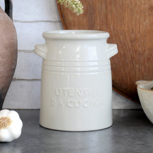 Cucina Cream Utensil Holder, a functional utensil for kitchen or household use