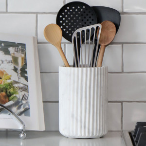 Marmara White Marble Utensil Holder, indoor accent seating