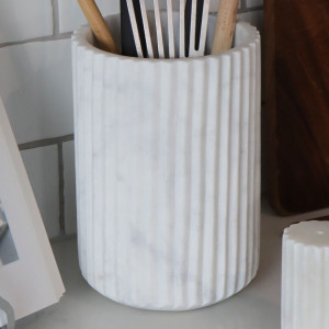 Marmara White Marble Utensil Holder, a functional utensil for kitchen or household use