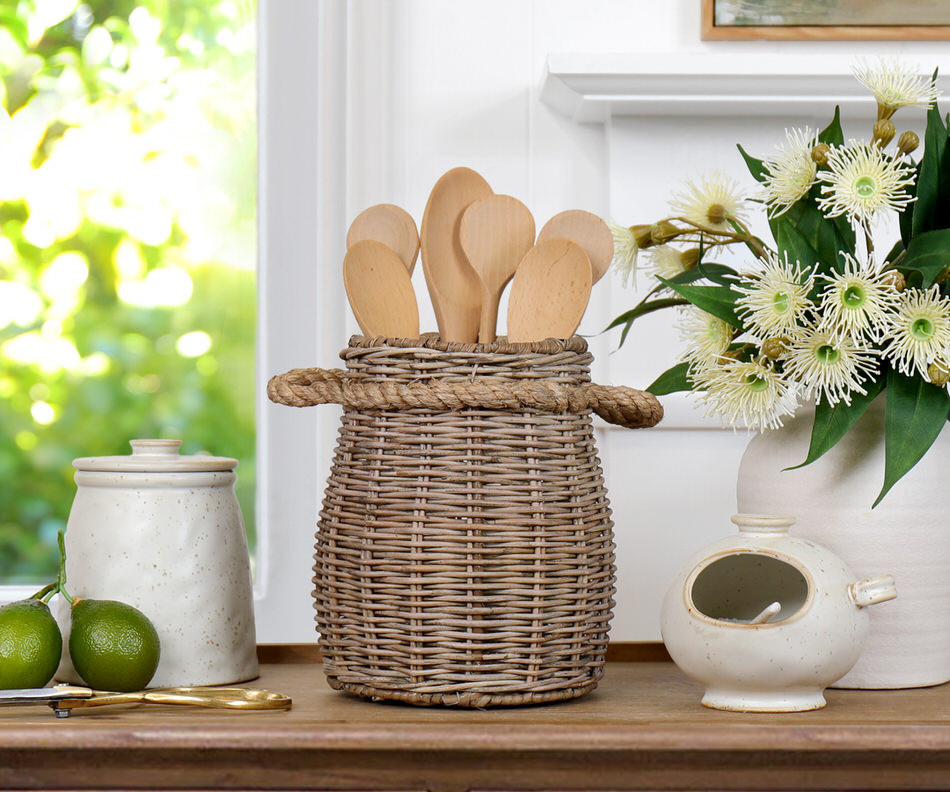 Breton Rattan Utensil Holder