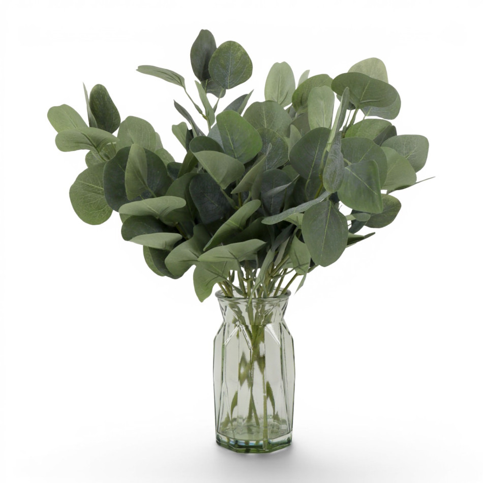 Yamba eucalyptus leaf vase arrangement displayed against a white background