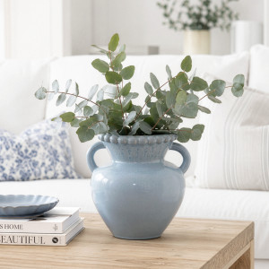 Chelsea Sky Blue Vase, a decorative vessel for arranging flowers, foliage or tabletop displays