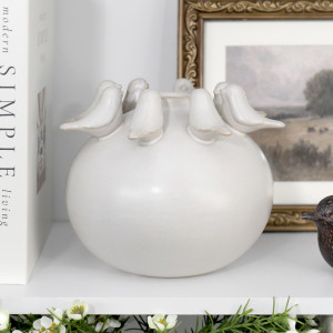 Nightingale White Birds Vase