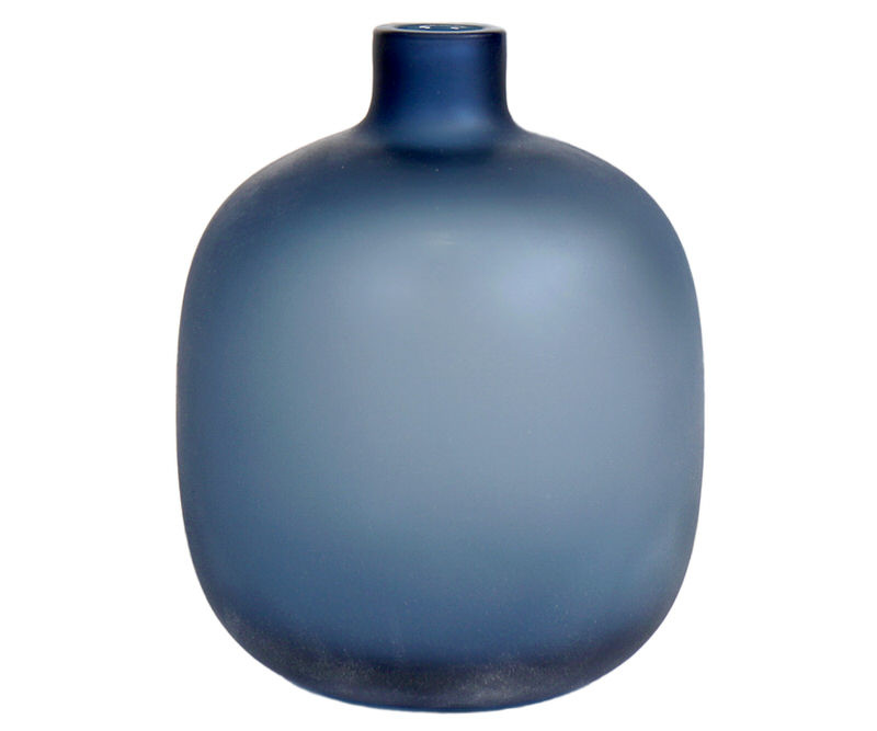Lapis Blue Frosted Glass Vase