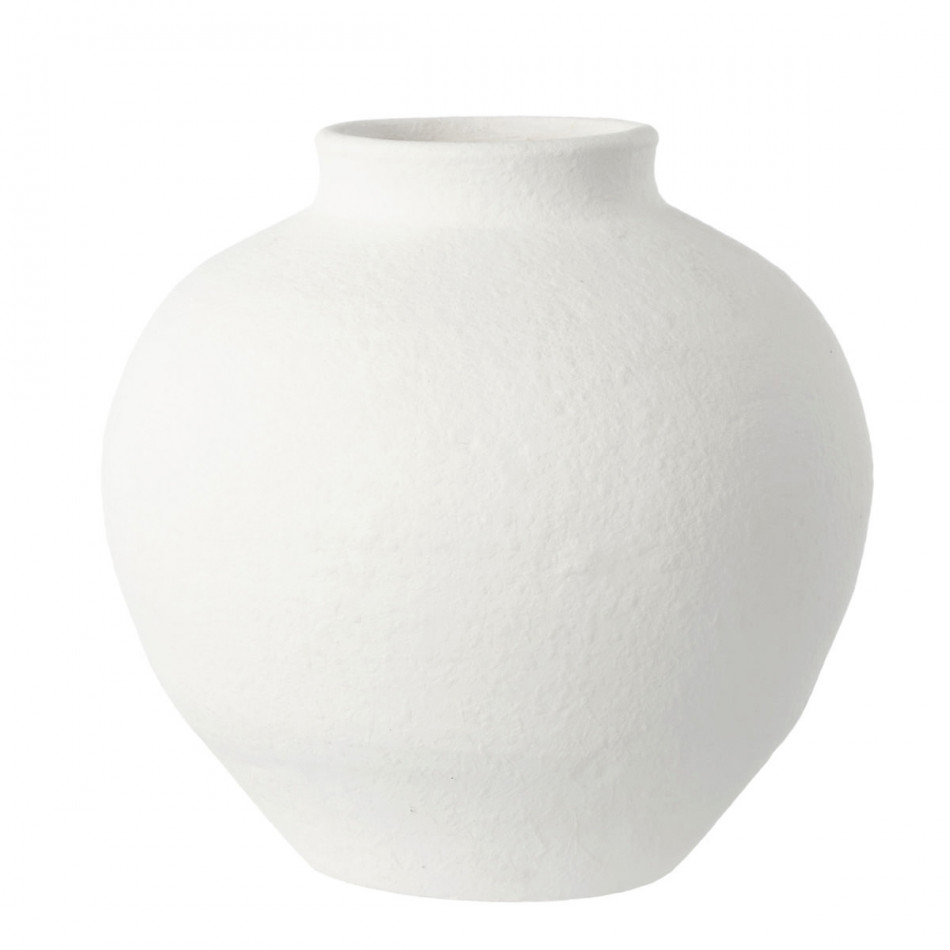 Canyon Round White Terracotta Vase, decorative planter or flower display